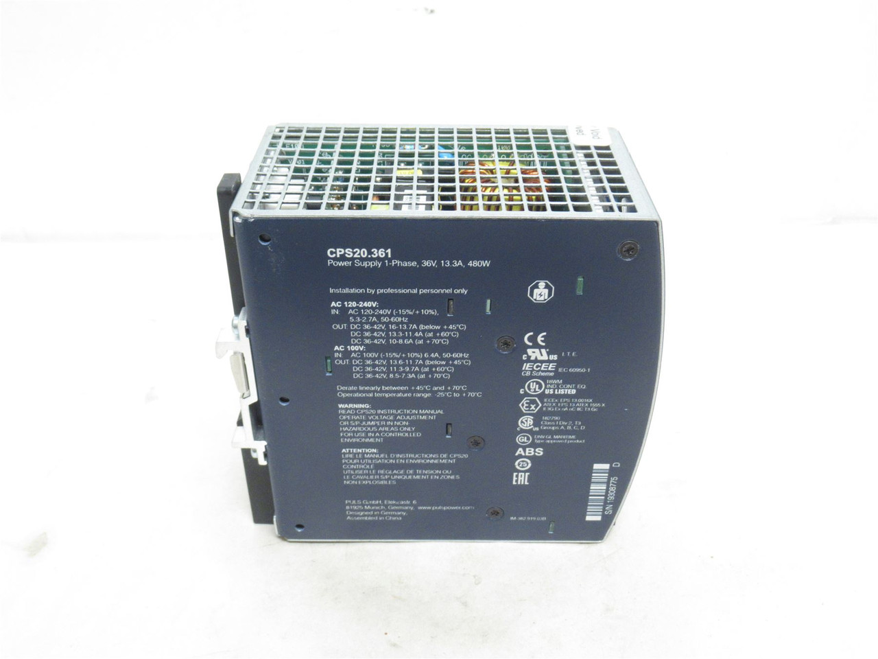 Puls CPS20.361; Power Supply OUT: 36-42VDC; 10.0amps or more