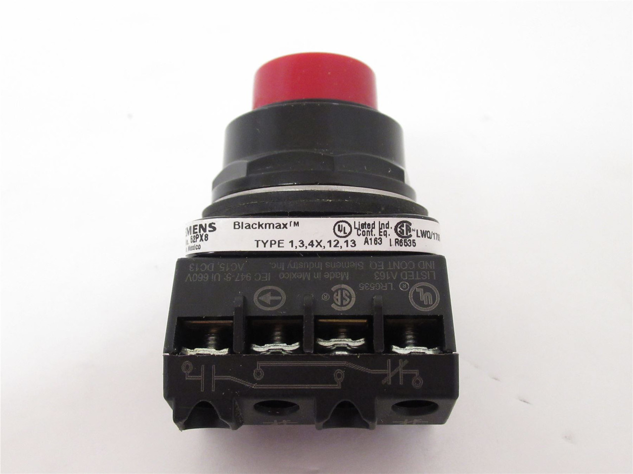 Siemens 52PX8B2A; Red Push Button Unit 1NO/1NC