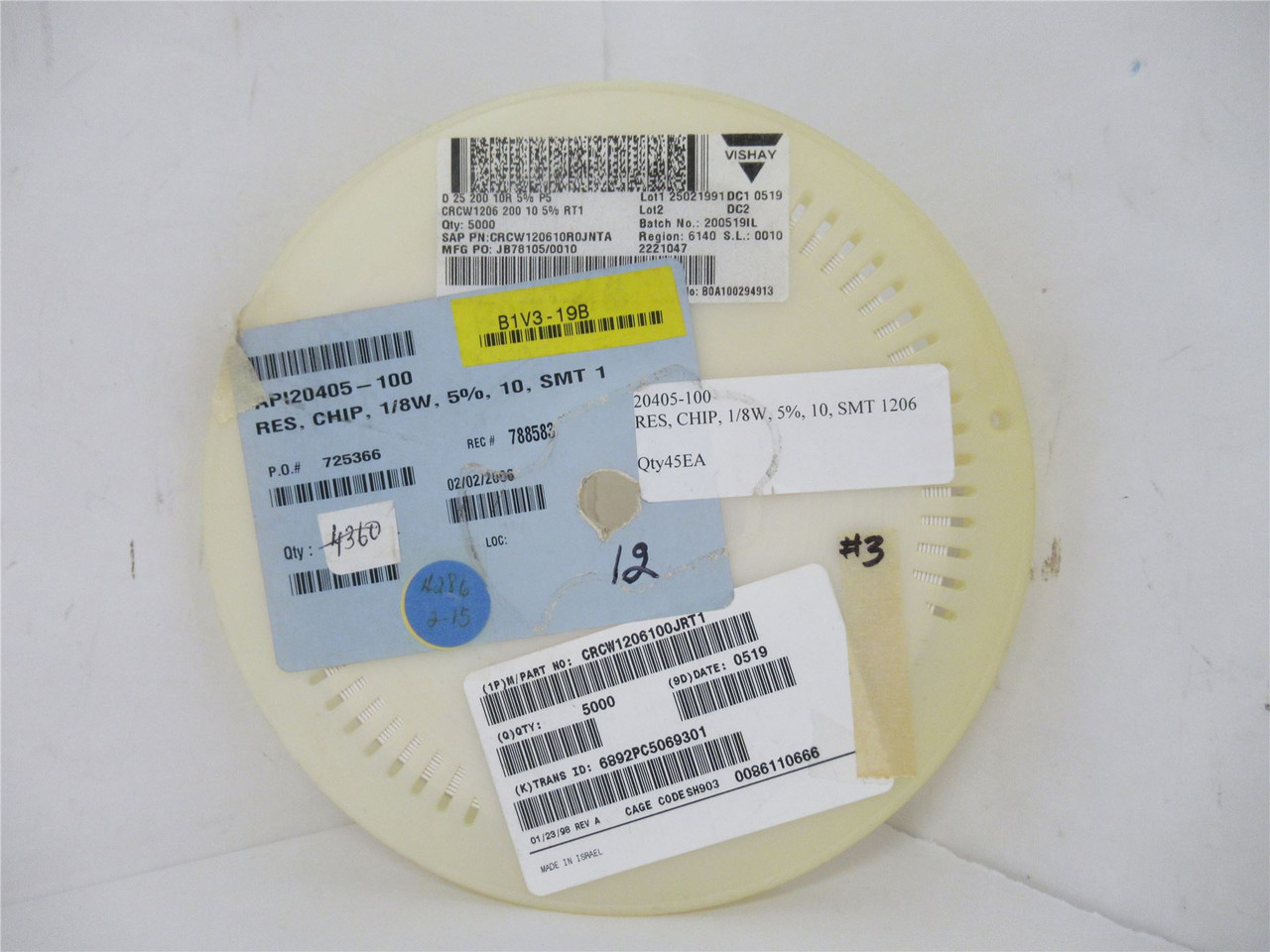 Vishay CRCW1206100JRT1; Lot-4100 Chip Resistor 10ohm 1/8W 5%