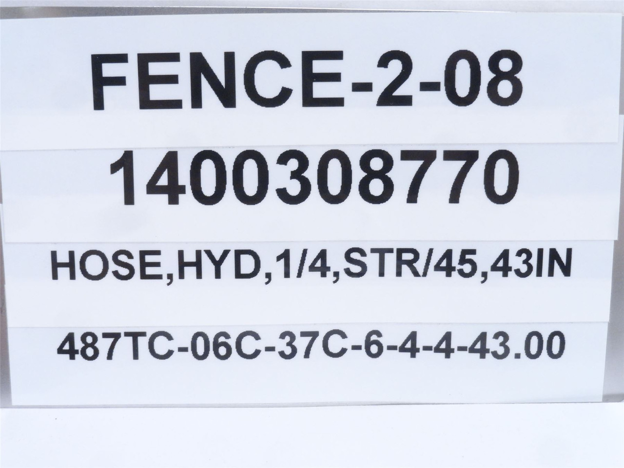 Formax 487TC-06C-37C-6-4-4-43.00; Hose Assy; 3/16 JIC ;45Deg