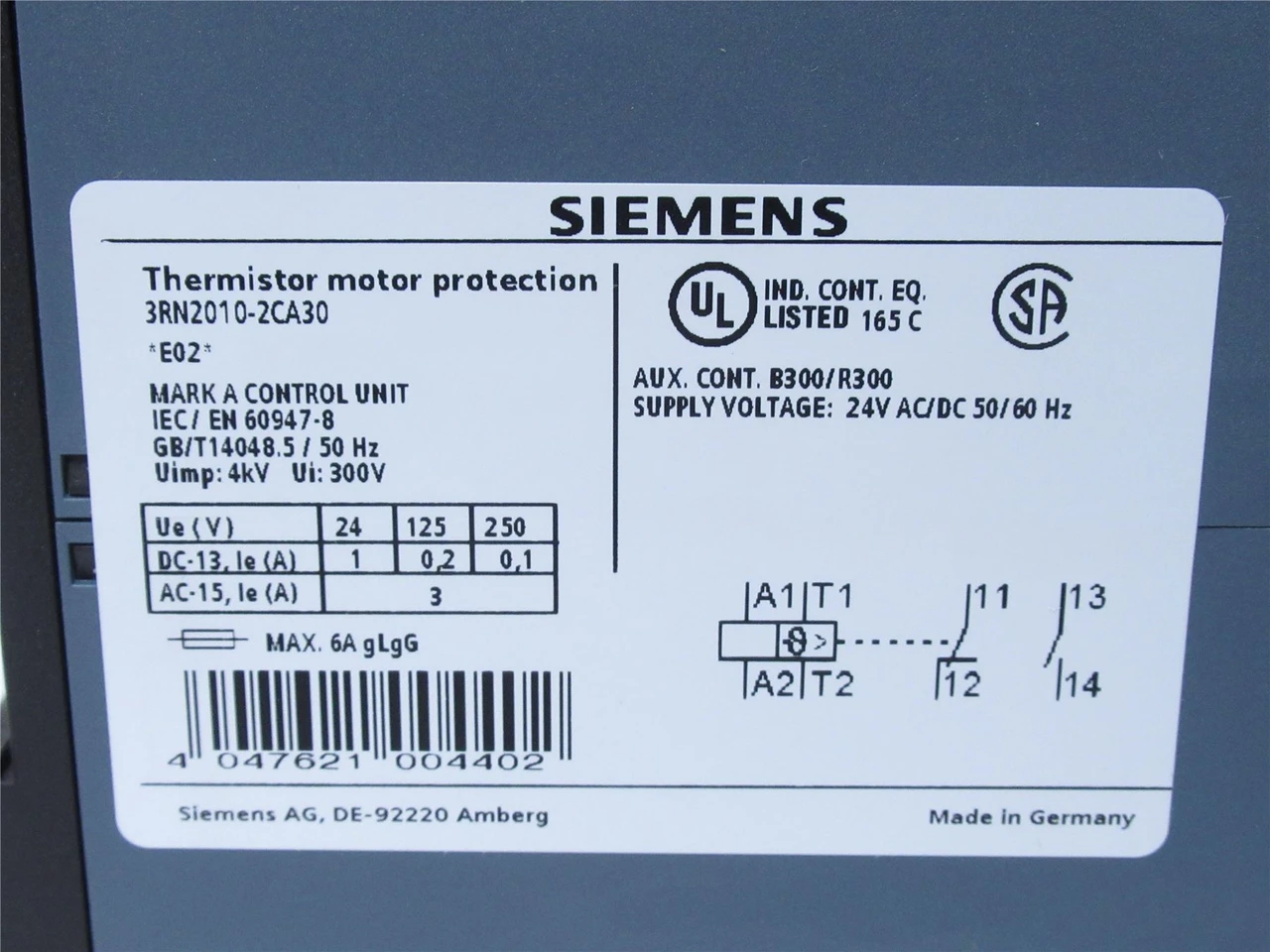 Siemens 3RN2010-2CA30; Thermistor motor protection relay