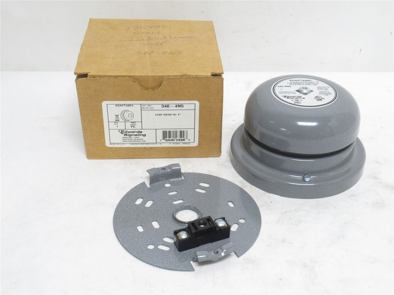 Edwards 340-4N5; Alarm Bell; 120VAC; 0.062A; Size: 4"; 88dB