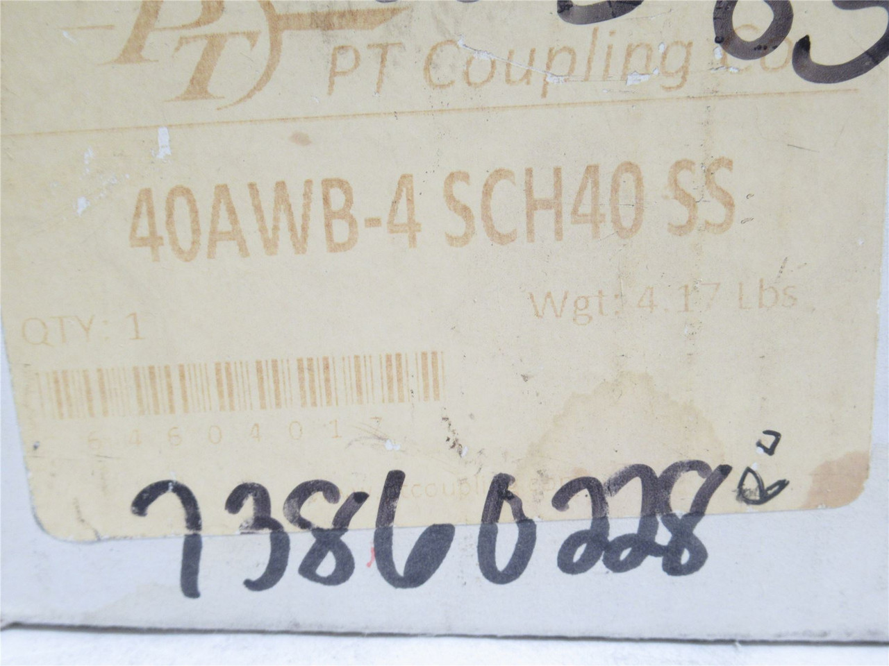 PT Coupling 40AWB-4 SCH40 SS; Male Adapter SS-316; Size: 4"