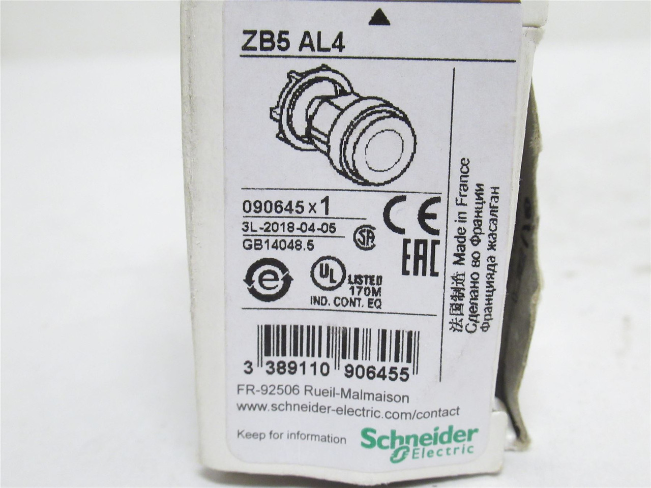 Schneider ZB5-AL4; Red Pushbutton Head; 22.5mm; NON-Illumin