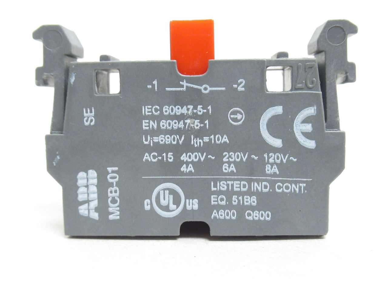 ABB MCBH-01; Switch Contactor W/Holder; 10A; 600V; 1-NO