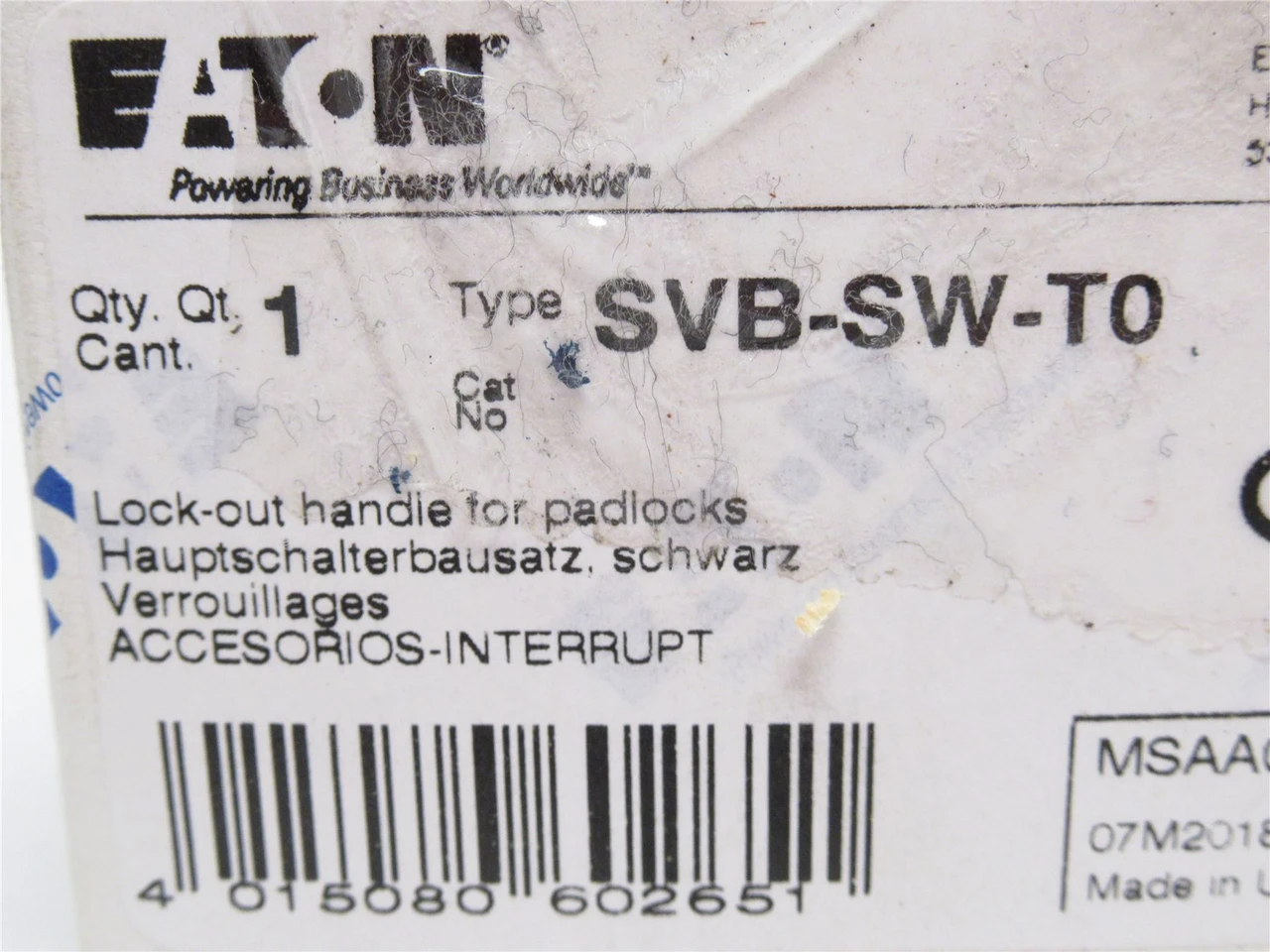 Eaton SWB-SW-T0; Thumb-Grip; Black; Lockable With Padlock