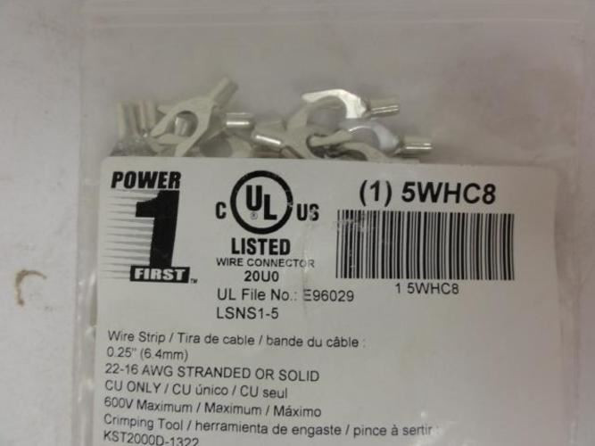 Power First 5WHC8; Fork Terminal; 22 to 16 AWG; PK100