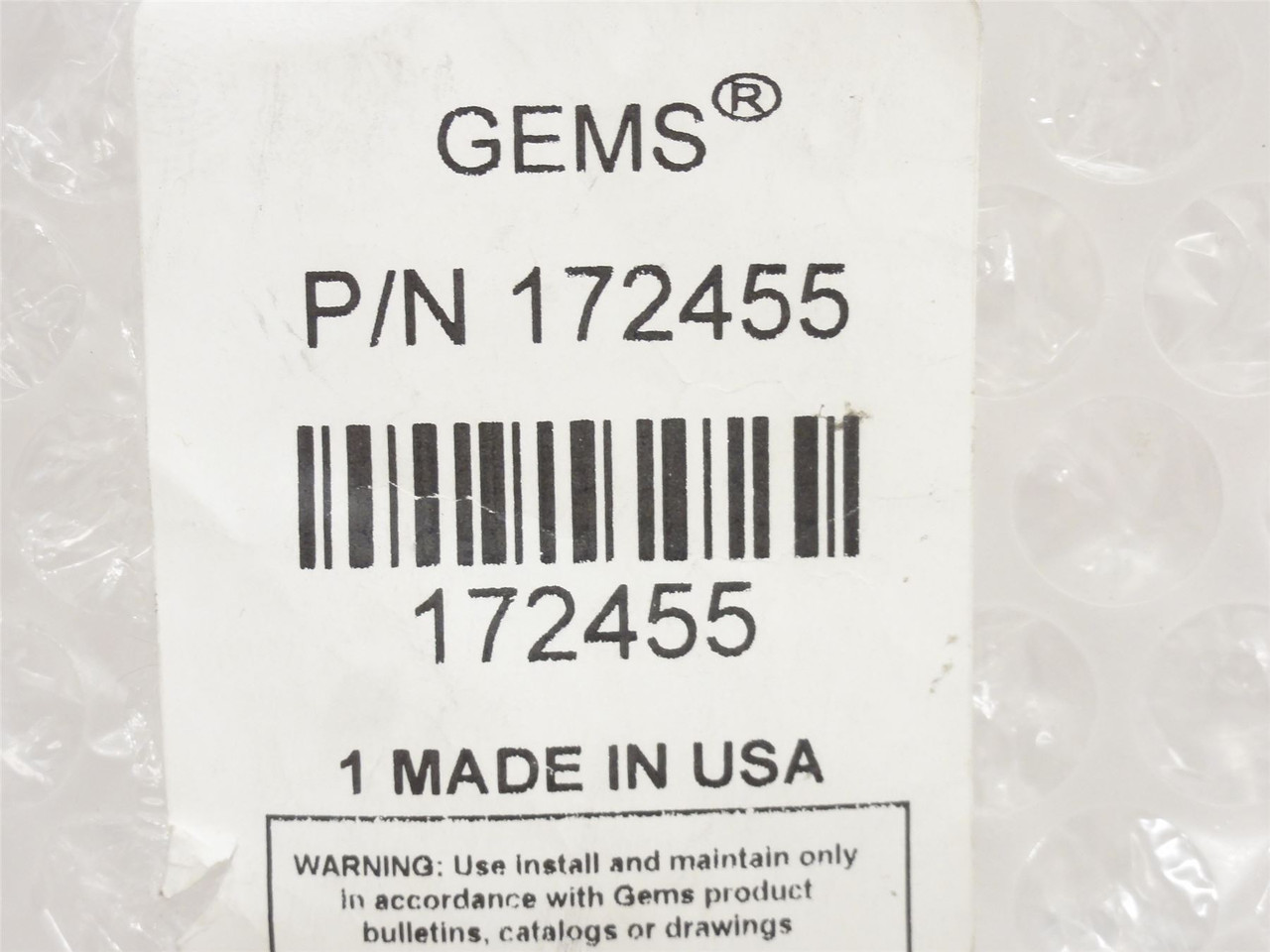 Gems 172455; Level Switch W/Float; SS; 20A; 120-240VAC