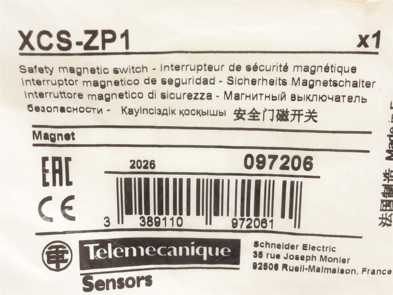 Telemecanique XCS-ZP1; Coded XCSDMP Magnet