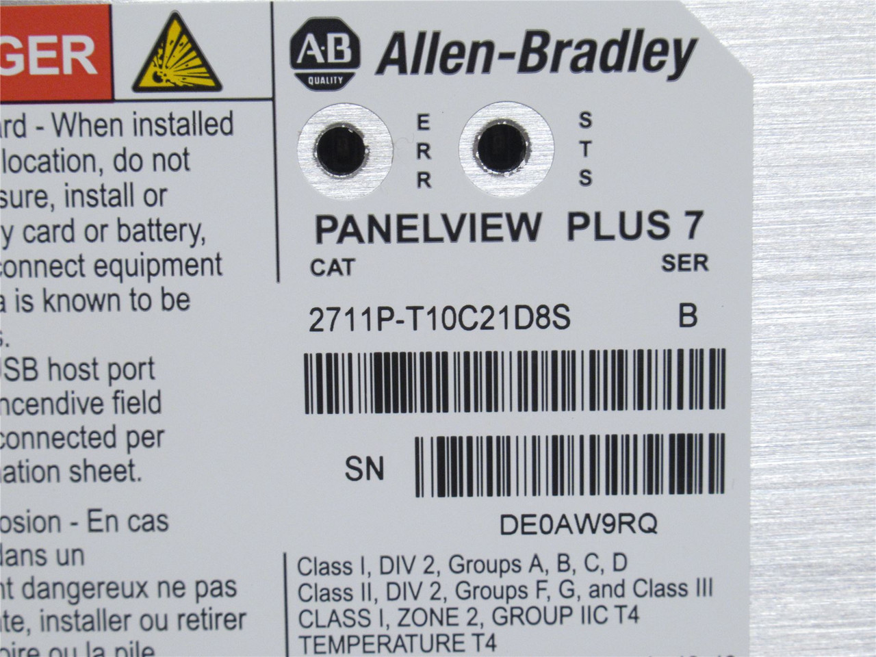 Allen-Bradley 2711P-T10C21D8S; Touch Screen; TFT Color; 24VDC