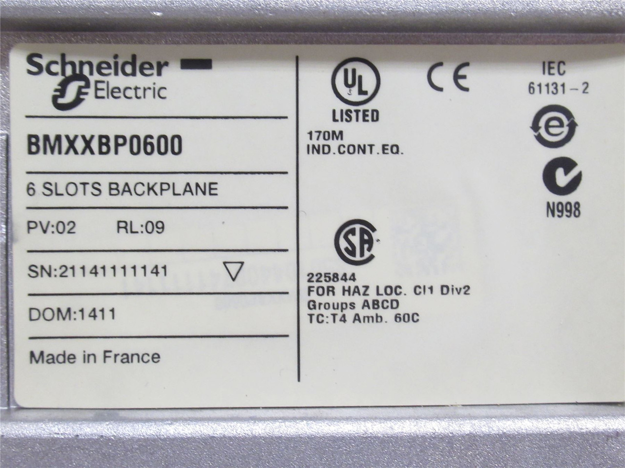 Schneider BMXXBP0600; Modicon X80 Backplane; 6-Slot
