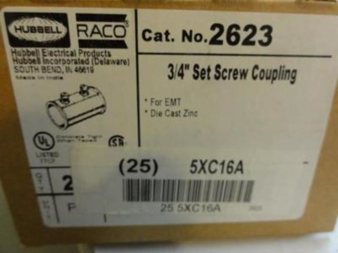 Hubbell 2623; Box of 25 Set Screw Coupling; 3/4" for EMT