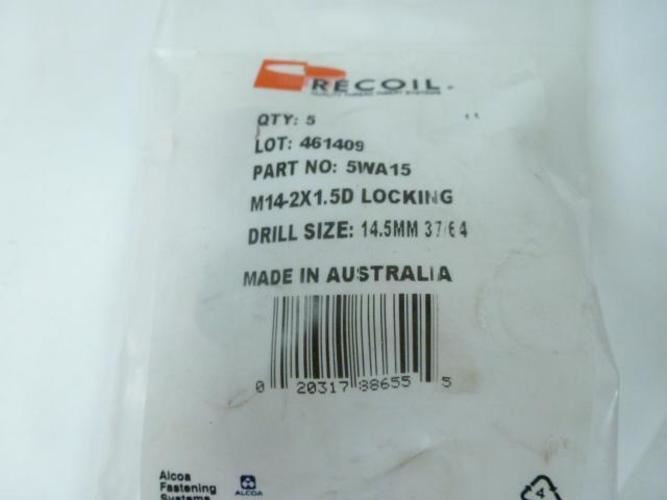 Recoil 5WA15; Thread Insert; M14 x 2x21mm L; Pk5