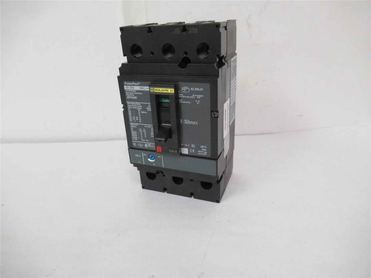 Schneider JDP36200; Circuit Breaker 200A 3 pole 600 VAC