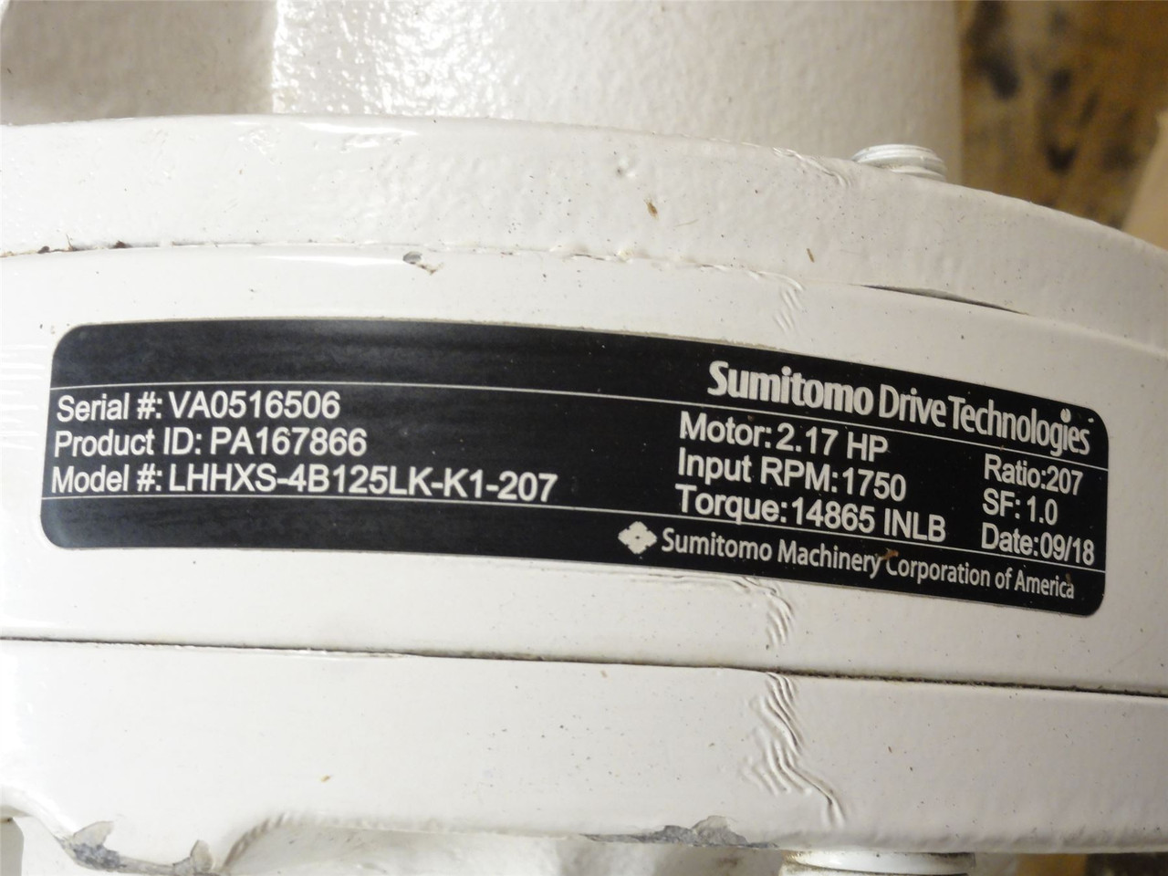 Sumitomo LHHXS-4B125LK-K1-207; Speed Reducer; 207:1 Ratio