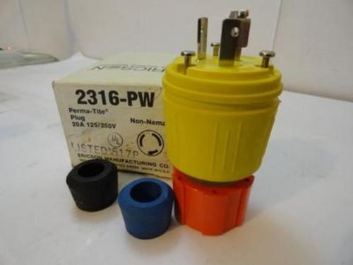 ERICSON 2316-PW, Perma-Tite Plug 20A 125/250V