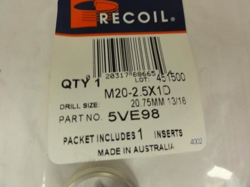 Recoil 5VE98; Lot-2 Thread Insert; M20x2.5x1D