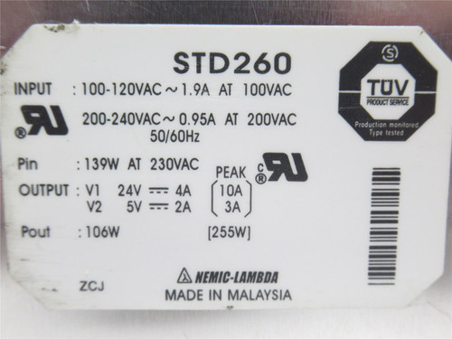 Nemic-Lambda STD260; Power Supply; 100-240VAC In; 5-24V Out