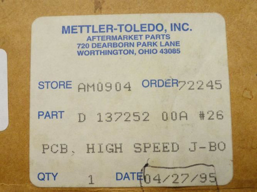 Mettler-Toledo D13725200A; High Speed J-BO PCB; D13725200A4XV