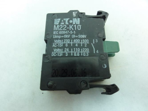 Eaton M22-K10; Contact Block; SPST-NO; 5A/600VAC