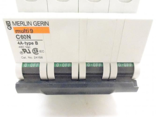 Merlin Green C60N 4A-B; Circuit Breaker 480VAC; 4 Amp; 4 Pole