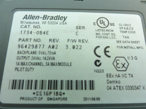 Allen-Bradley 1734-084E; Output Module Rev. A02; F/W Rev. 3.022