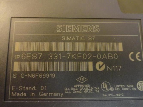Siemens 6ES7 331-7KF02-0AB0; Input Module 8Point Analog
