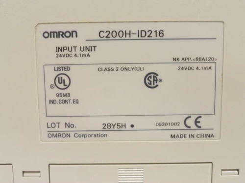 Omron C200H-ID216; Input Unit Module 24vdc; 4.1Ma; 32 Inputs
