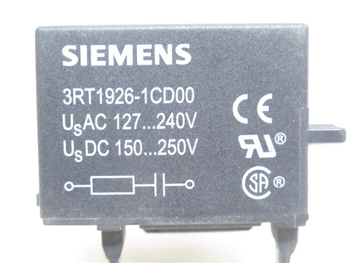 Siemens 3RT1926-1CD00; Surge Suppressor 127/240VAC; 150/250VDC