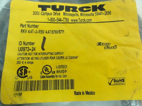 Turck RKV4.4T-2-RSV4.4T/S760/S771; Cordset; 250V; 4A