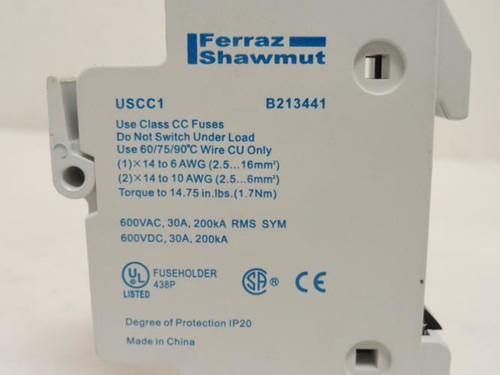 Ferraz USCC1; Fuse Block; 30A; 600VAC; 1-Pole