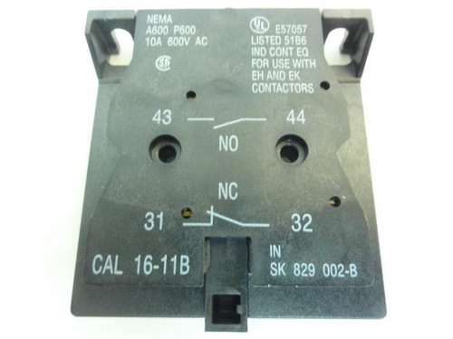 ABB SK-829-002-B; Auxiliary Contact; 10A; 600VAC; 1NO; 1NC