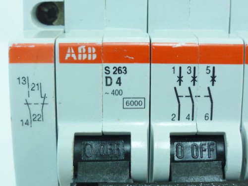 ABB S263-D4; Circuit Breaker 4A 3P 277/480VAC