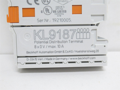 Beckhoff KL9187; Potential Distribution Terminal 8 x 0 VDC