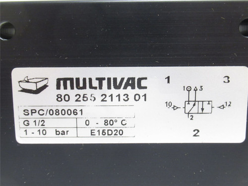 Multivac 80 255 2113 01; Sealing Valve Block; G1/2"; 1-10BAR