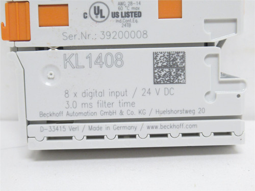 Beckhoff KL1408; Digital Input Terminal 8-Channel; 24VDC