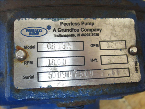 Peerless C815A; Suction Pump 3HP 230/460V 2NPT In x 1.5NPT Out
