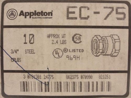 Appleton EC-75; Rigid Three-Piece Coupling; 3/4 NPT