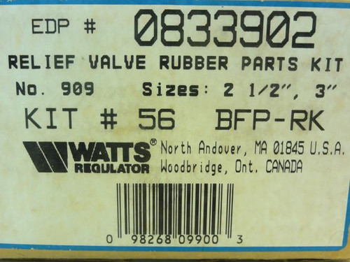Watts 833902; Rubber Parts Kit; Kit # 56 BFP-RK