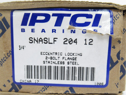 IPTCI SNASLF 204 12; Flange Bearing; SS; 3/4"ID; 2-Bolt