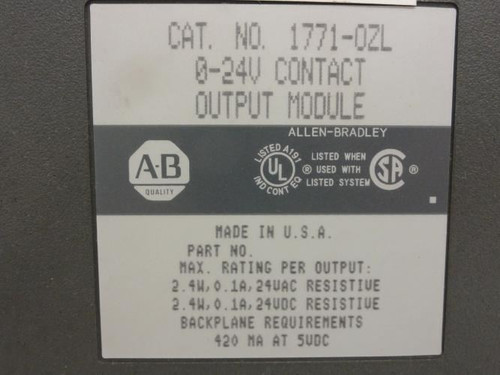 Allen-Bradley 1771-OZL; Digital Contact Output Module; 0-24V