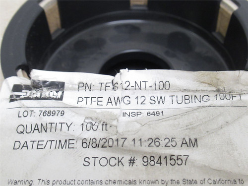 Parker TFS12-NT-100; PTFE Tubing AWG 12; 50' Partial Roll