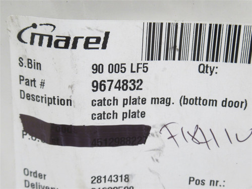 Marel 9674832; Bottom Door Catch Plate Mag