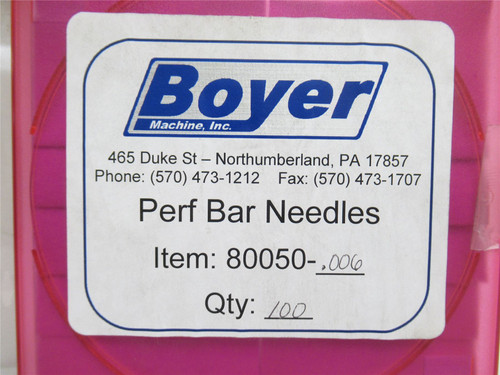 Boyer Machine Inc 80050-.006; Box-90 Perforation Bar Points