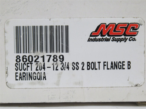 MSC SUCFT204-12SS; Flange Bearing; SS; 3/4"ID; 2-Bolt Mount