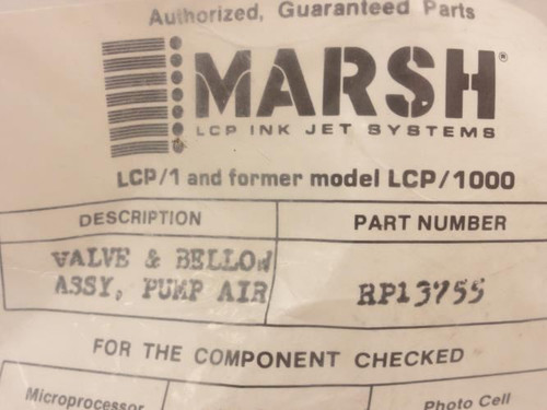 Marsh RP13755; Air Pump Valve & Bellow Assy