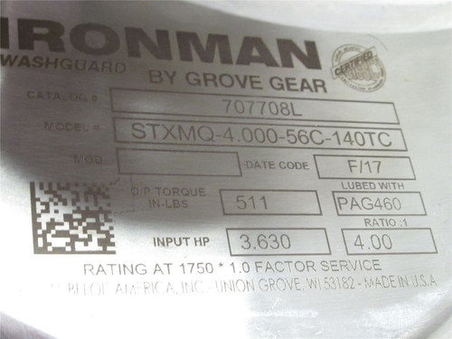 Grove Gear STXMQ-4.000-56C-140TC; Gearbox; SST; 4.00:1