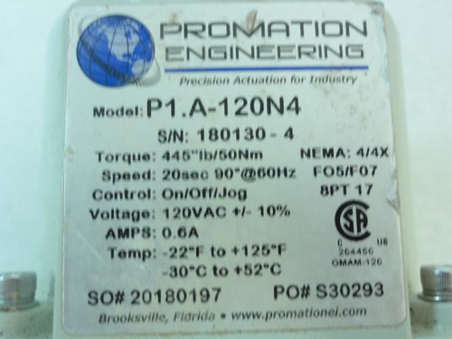 Promation Engineering P1.A-120N4; Electric Actuator 4" Valve