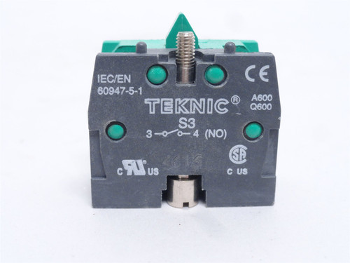 Teknic S3; Switch Contact Block; 10A;600VAC; 1-NO