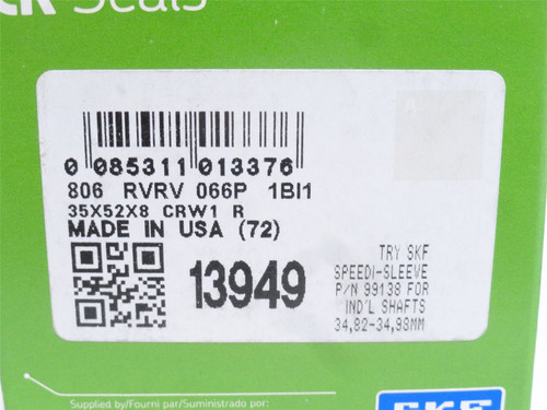 SKF 13949; Oil Seal 35mmID x 52mmOD x 8mm